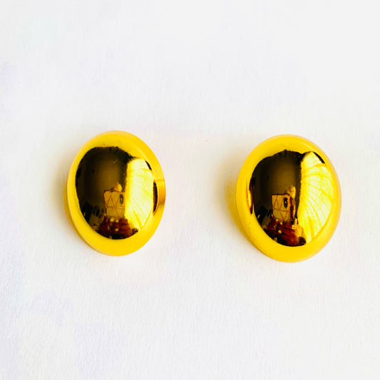 Golden Oval Statement Earrings