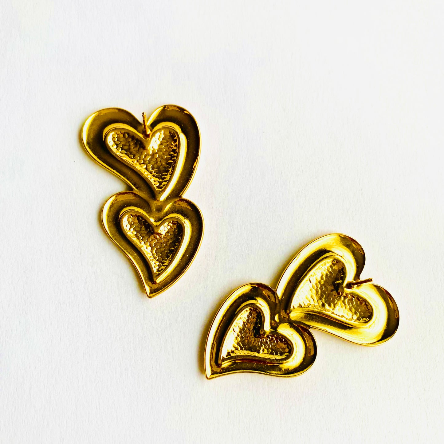 Double Heart Stud Earrings