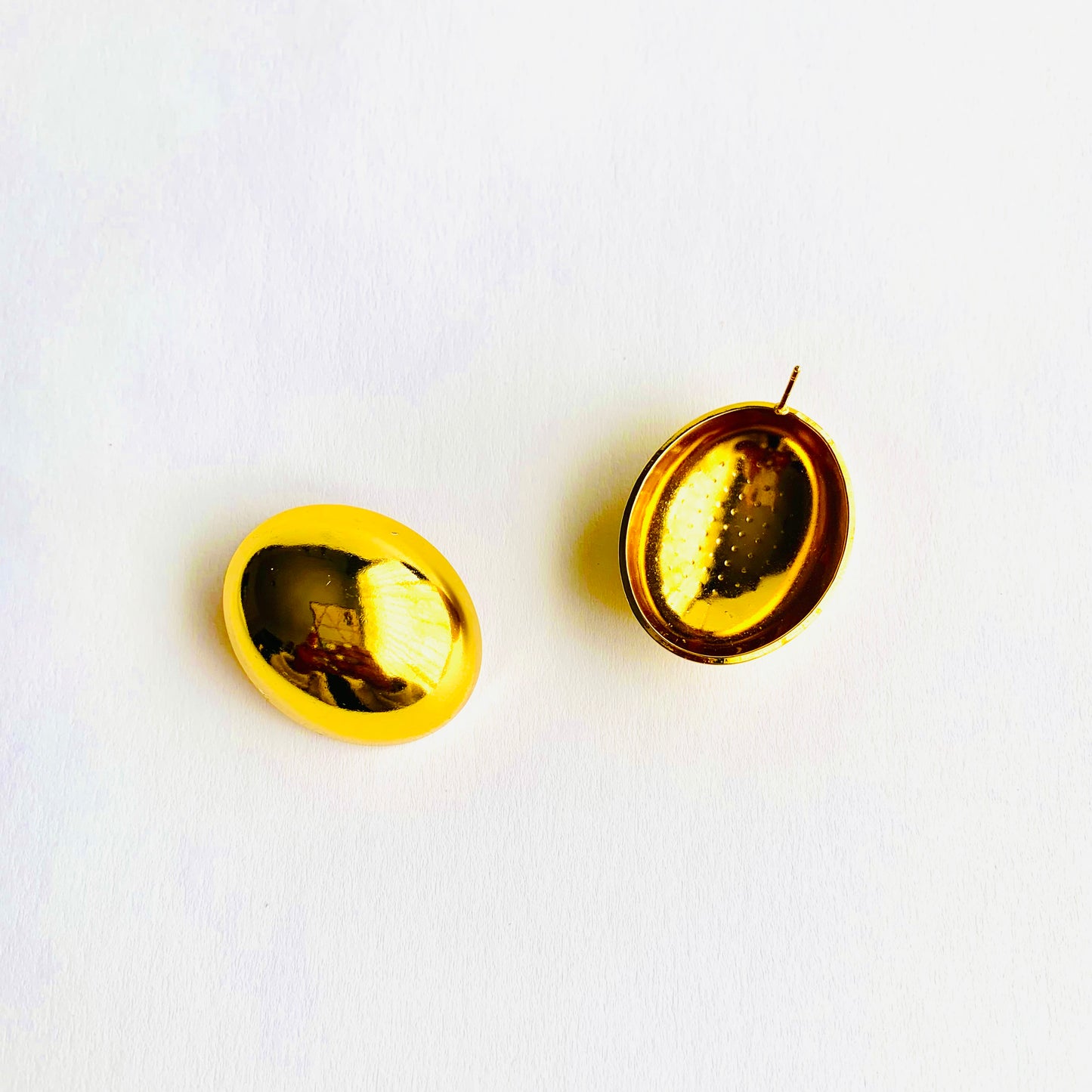 Golden Oval Statement Earrings