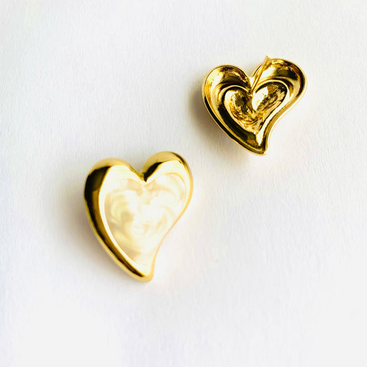 Heart Button Stud Earrings