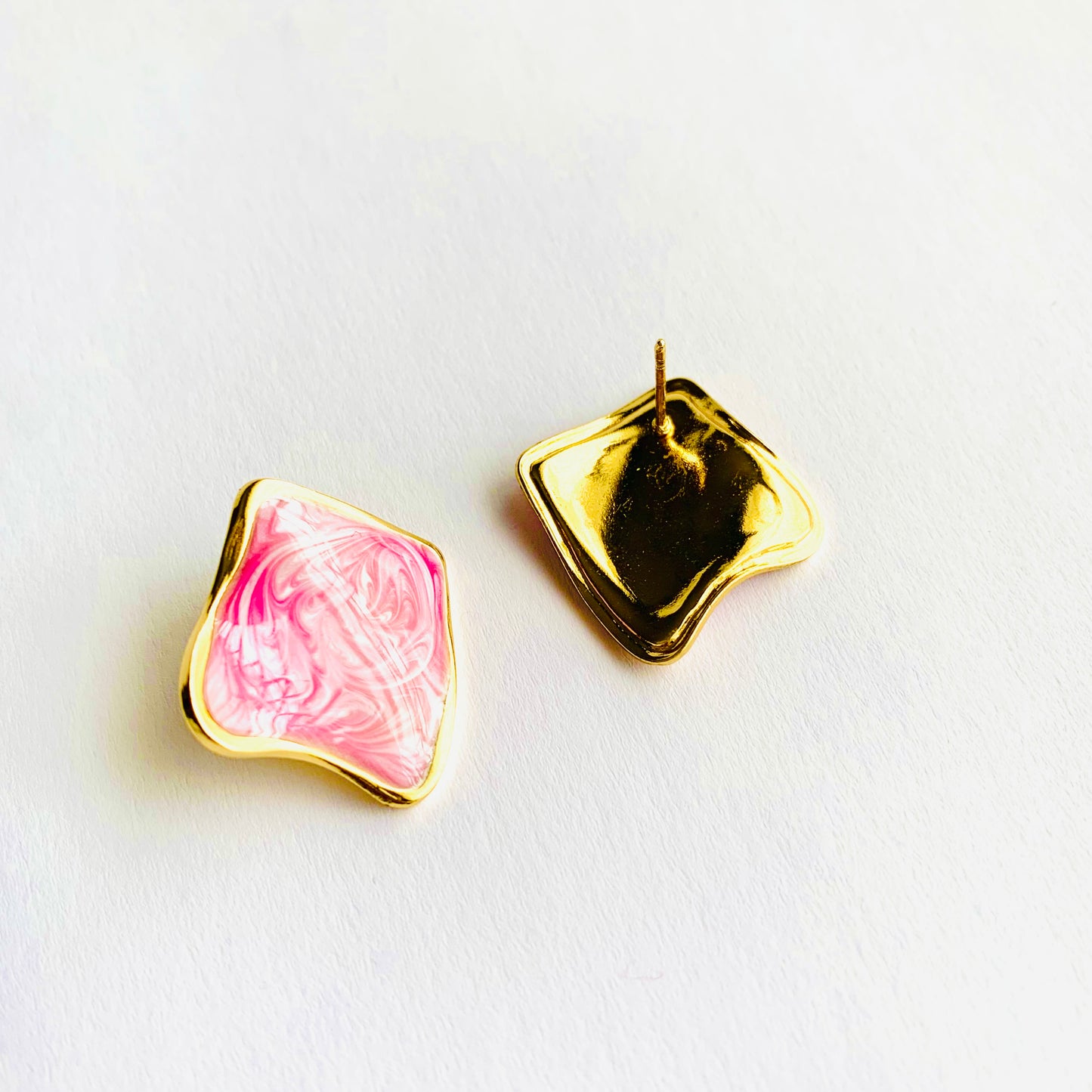 Marble Pink Statement Studs