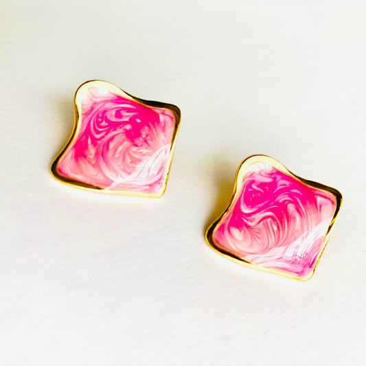 Marble Pink Statement Studs