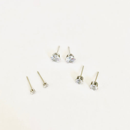 Silver Cubic Zirconia Studs