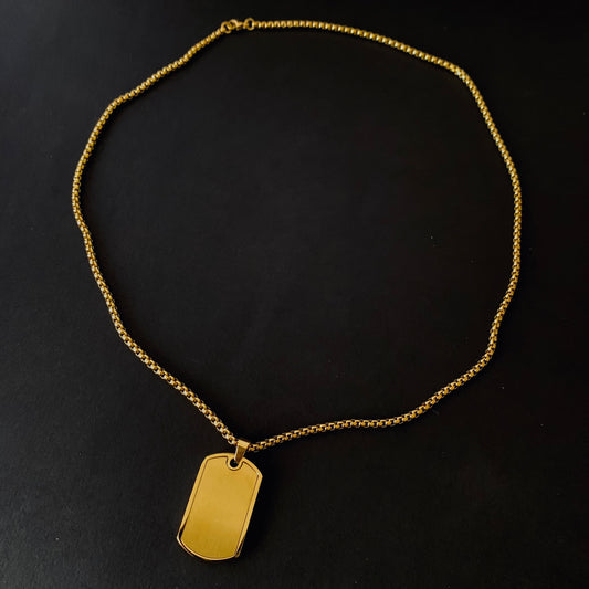 Gold Dog Tag Pendant Necklace