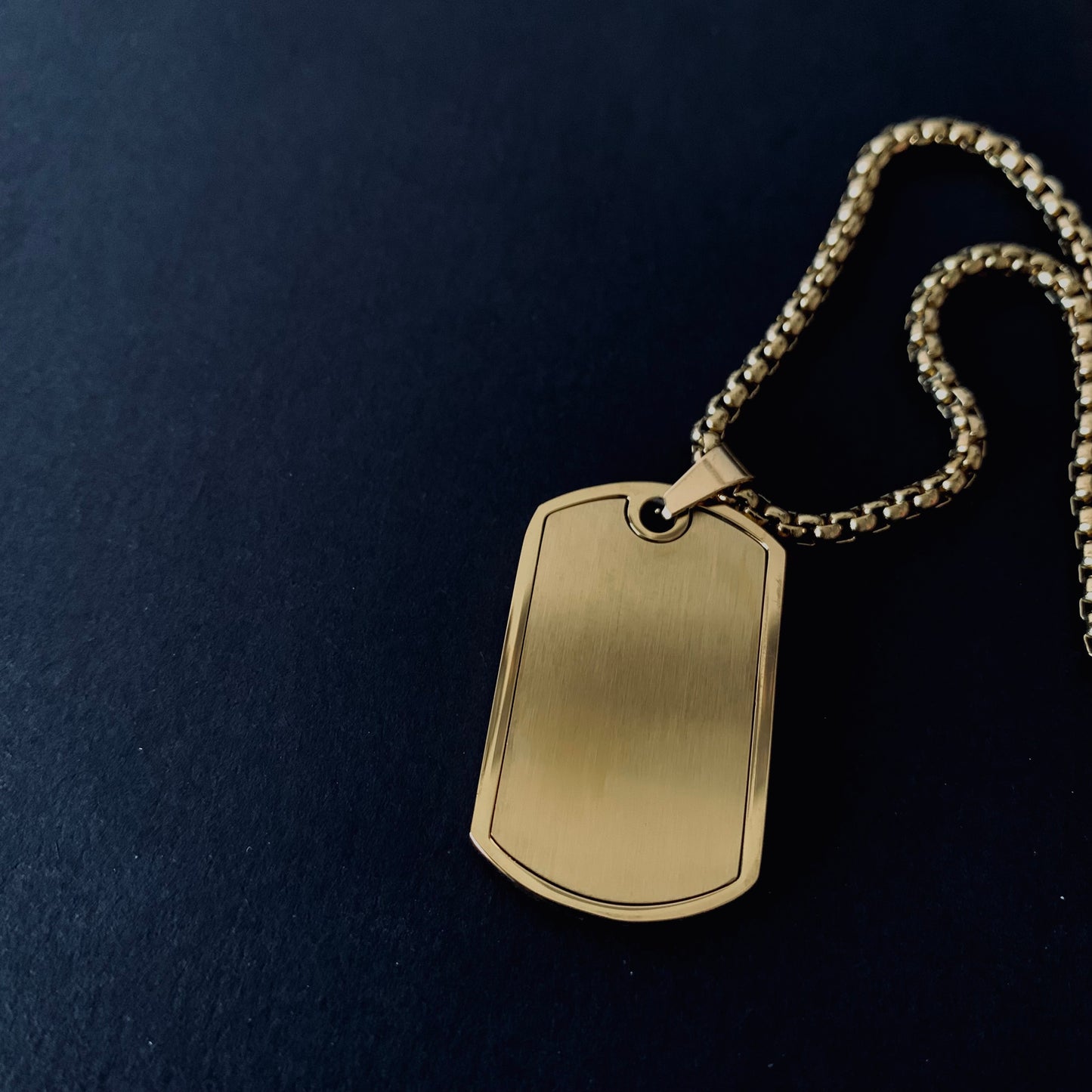Gold Dog Tag Pendant Necklace