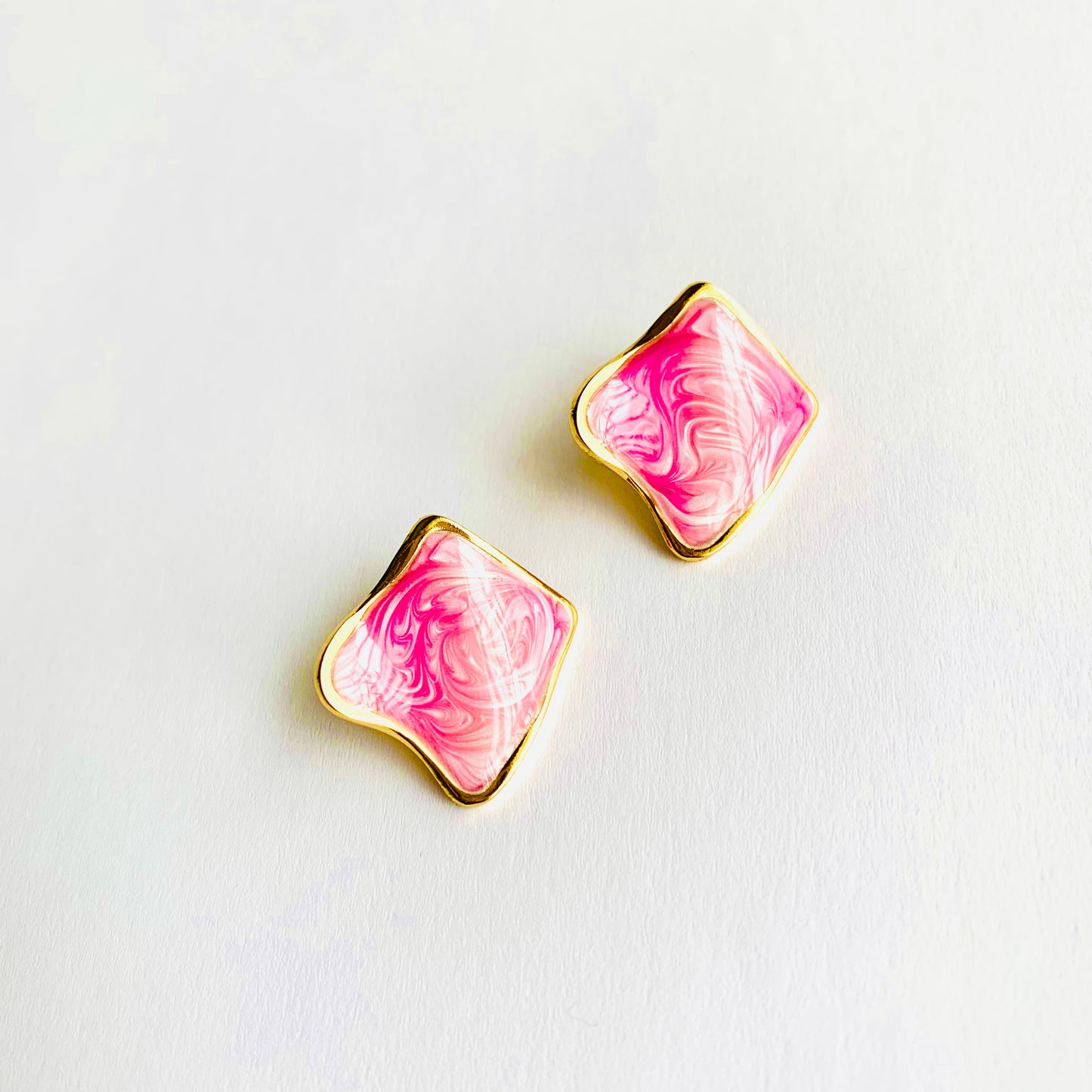 Marble Pink Statement Studs