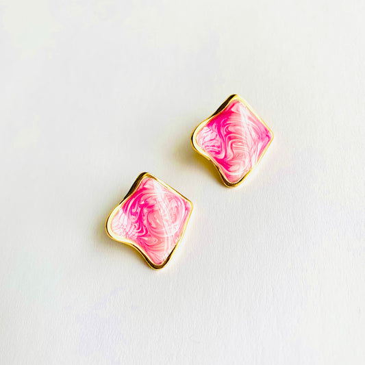 Marble Pink Statement Studs