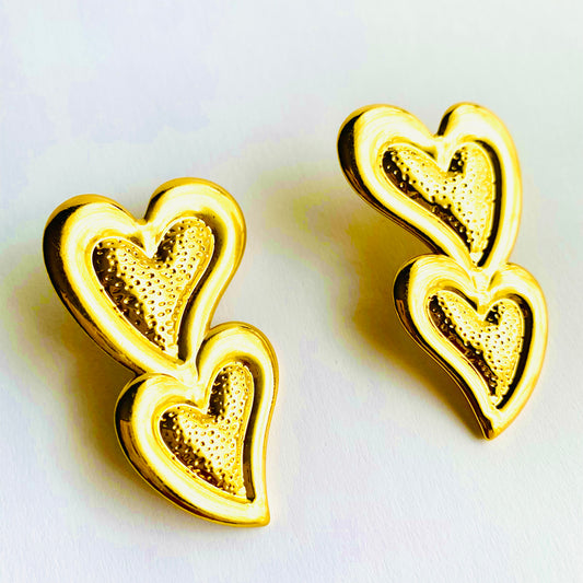 Double Heart Stud Earrings