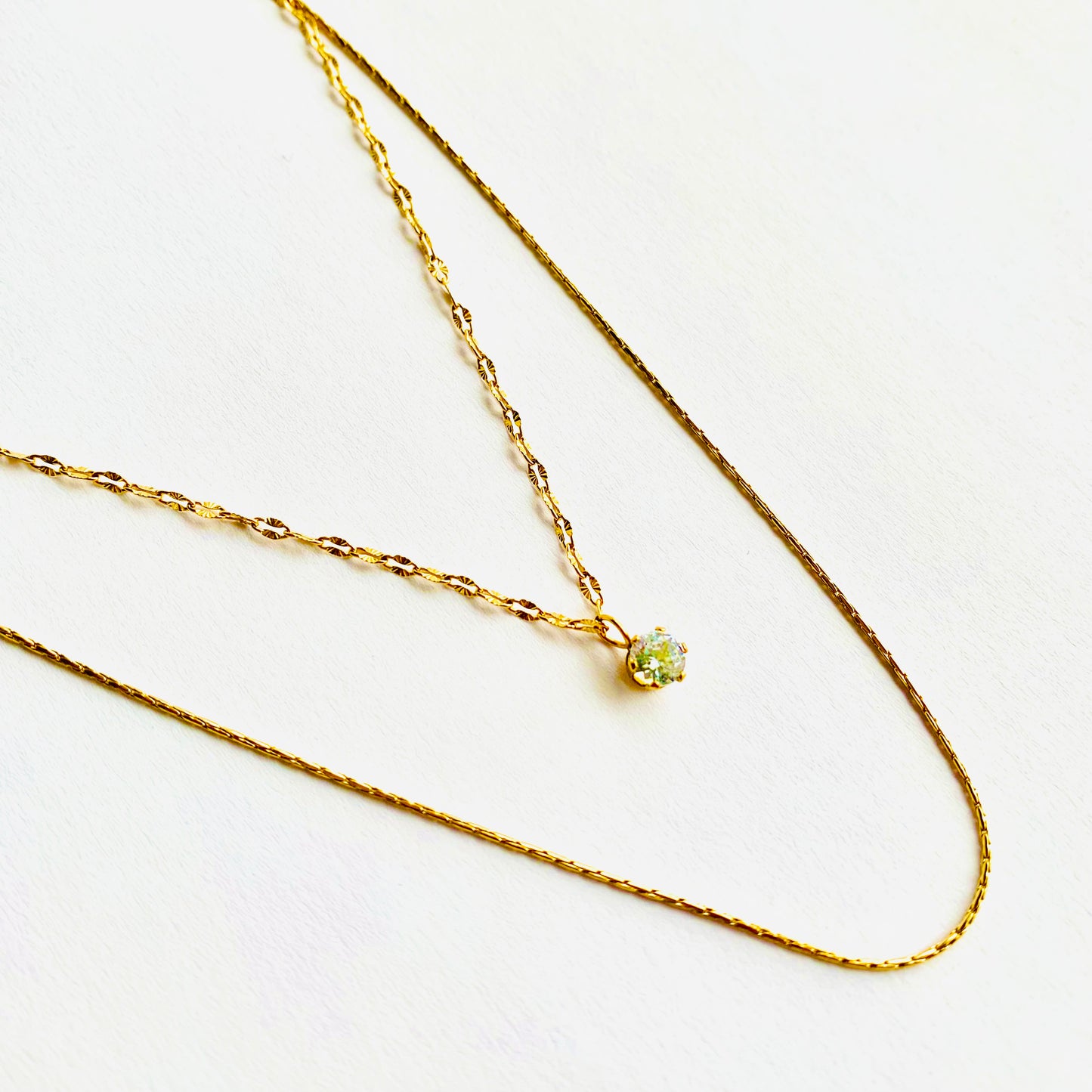 Double Layered Solitaire Pendant Necklace