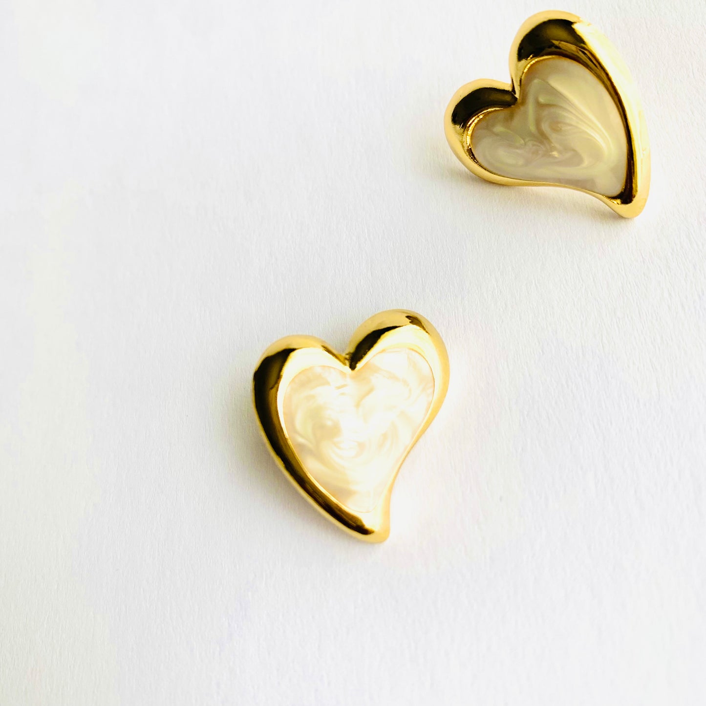 Heart Button Stud Earrings