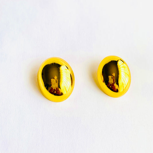 Golden Oval Statement Earrings