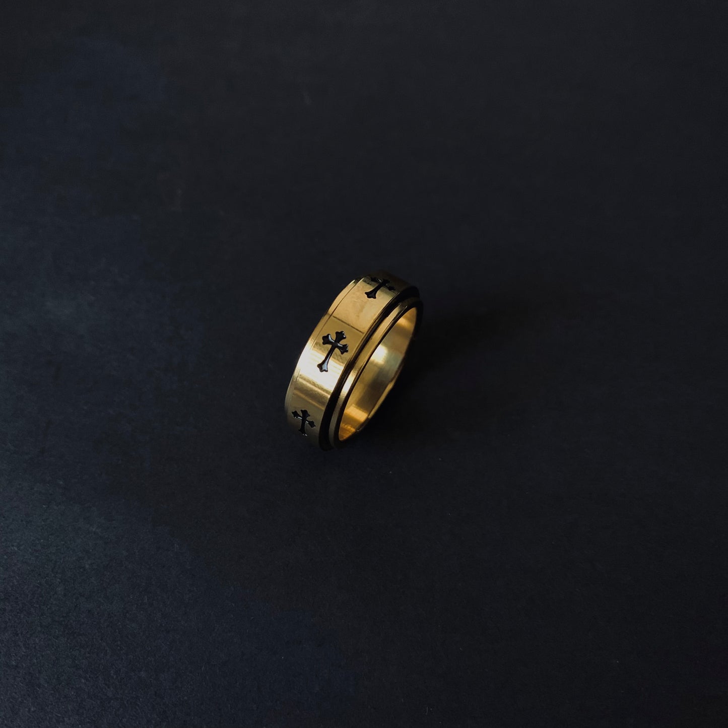 Gold-toned Cross Spinner Ring