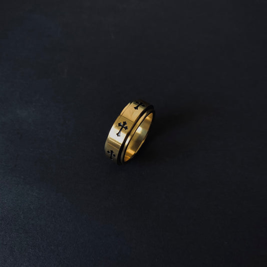 Gold-toned Cross Spinner Ring