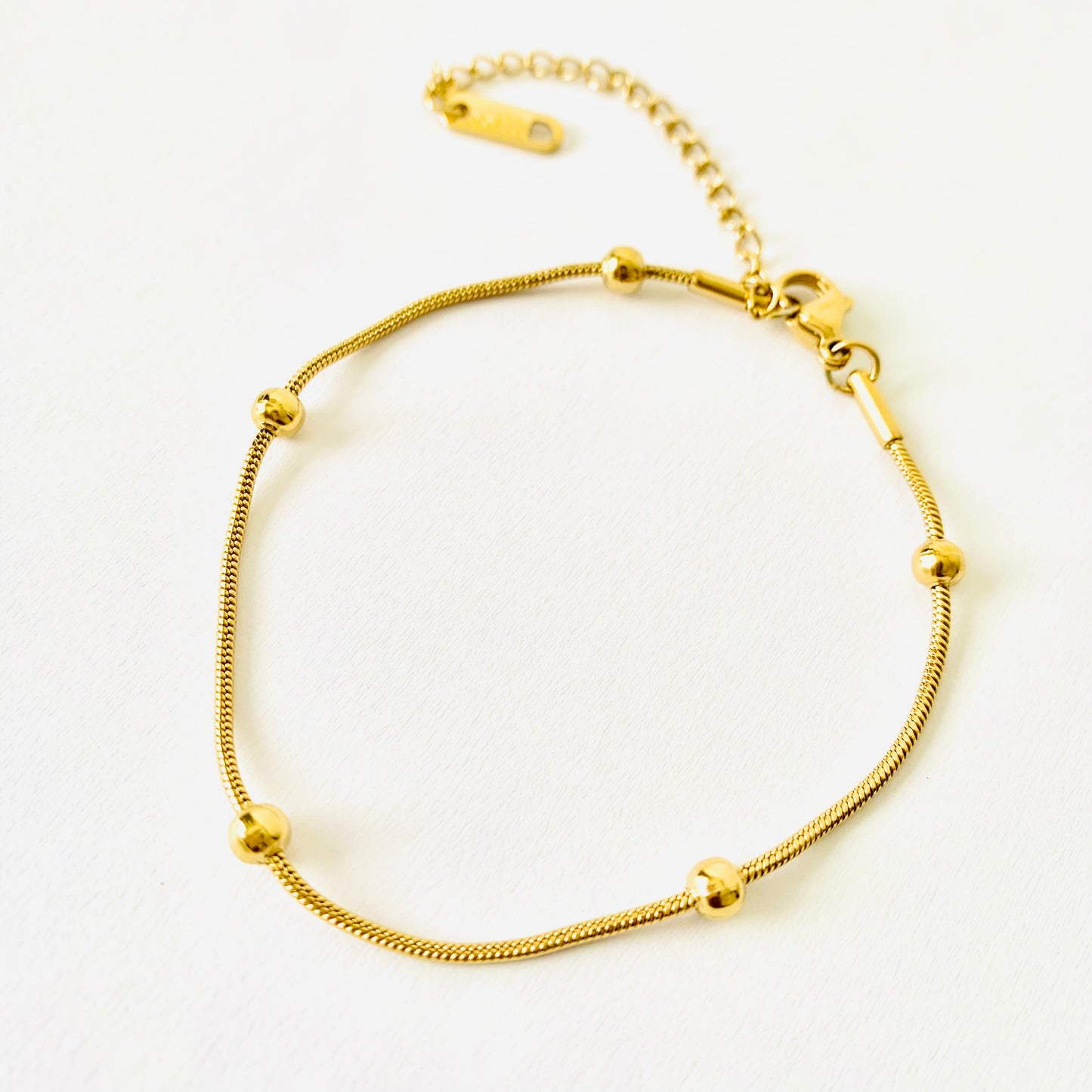 Gold Beaded Snake Chain Bracelet