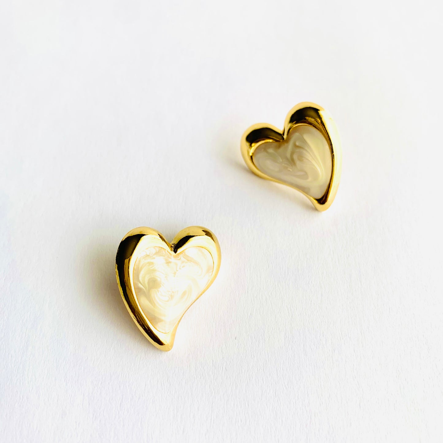 Heart Button Stud Earrings