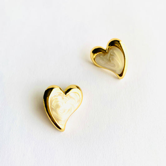 Heart Button Stud Earrings