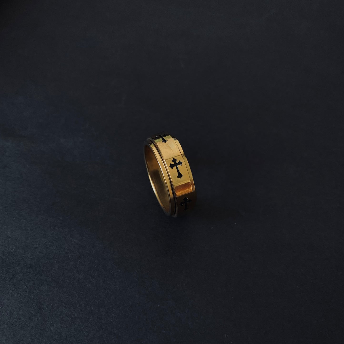 Gold-toned Cross Spinner Ring