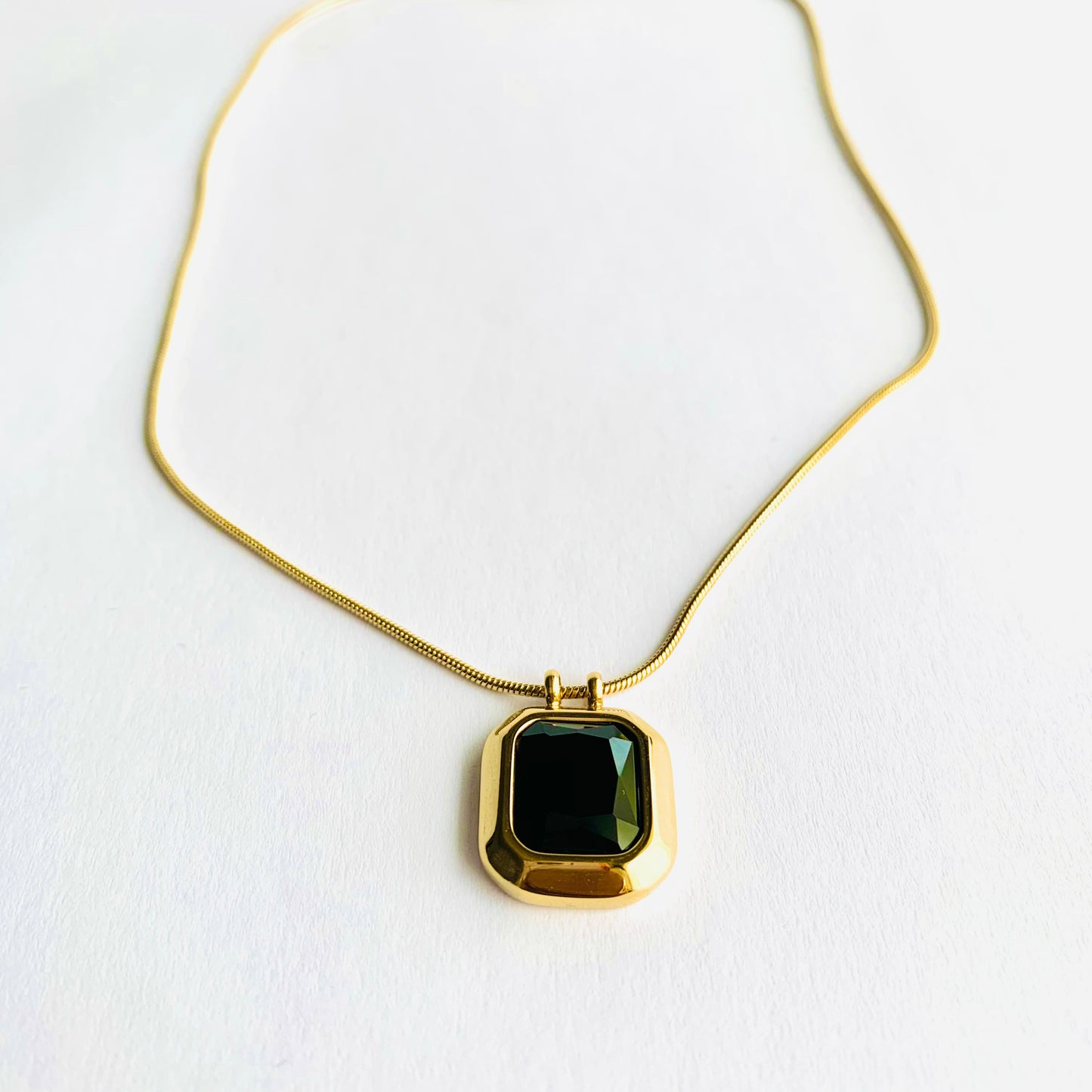 Black Onyx Gemstone Pendant Necklace