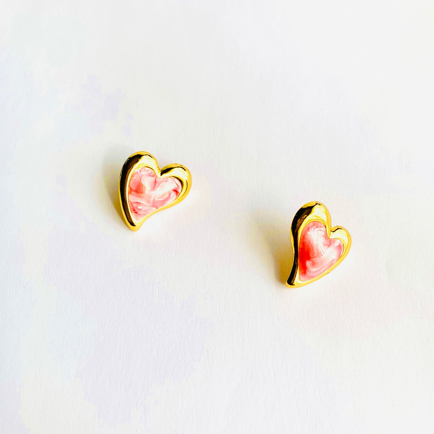 Pink Heart Button Studs