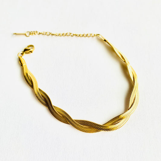 Double Braided Herringbone Chain Bracelet
