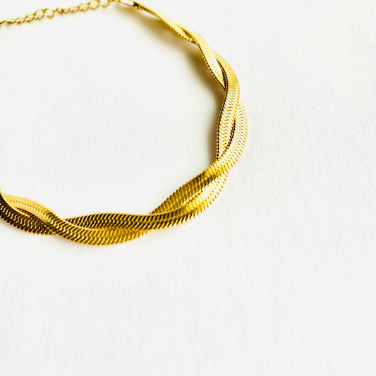Double Braided Herringbone Chain Bracelet