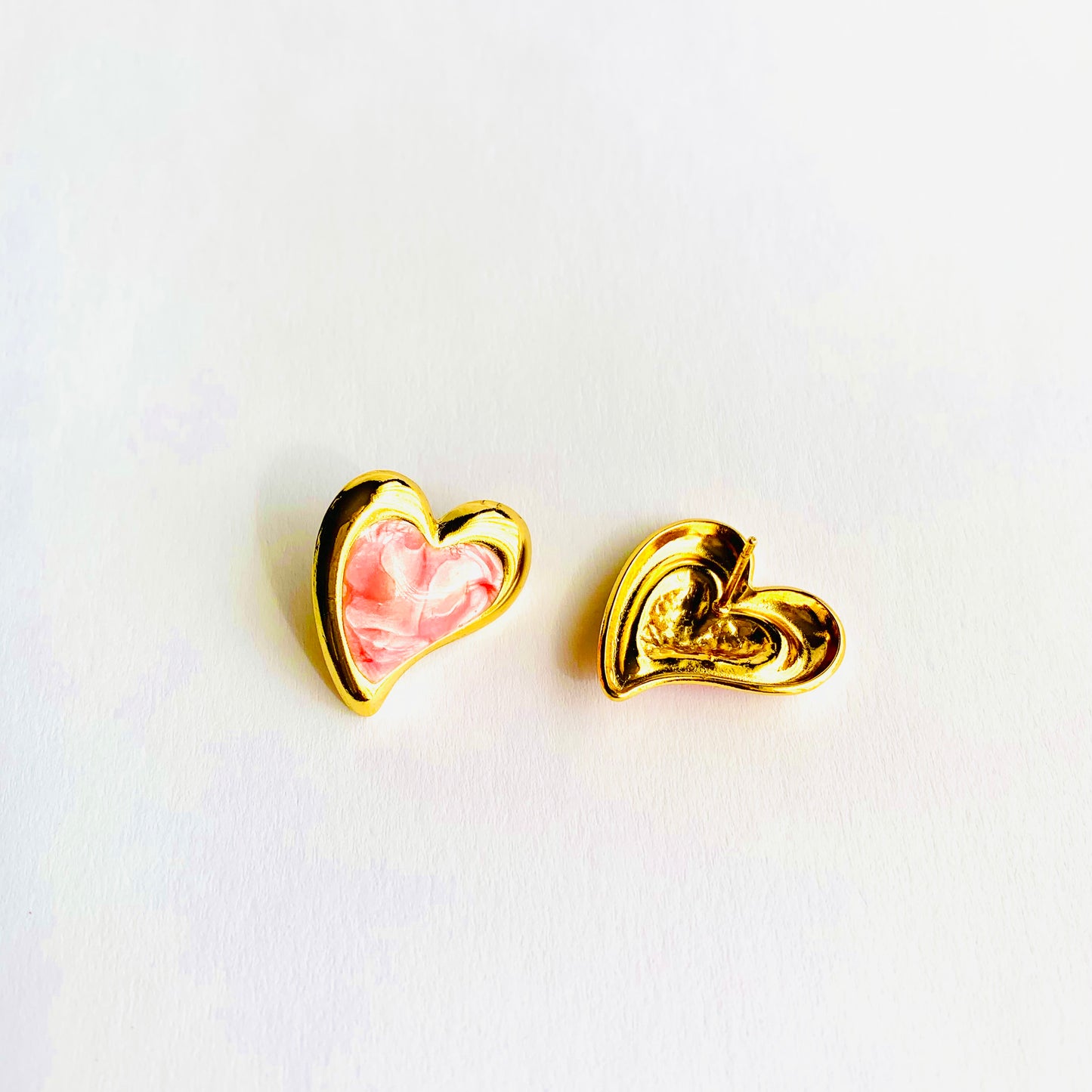 Pink Heart Button Studs