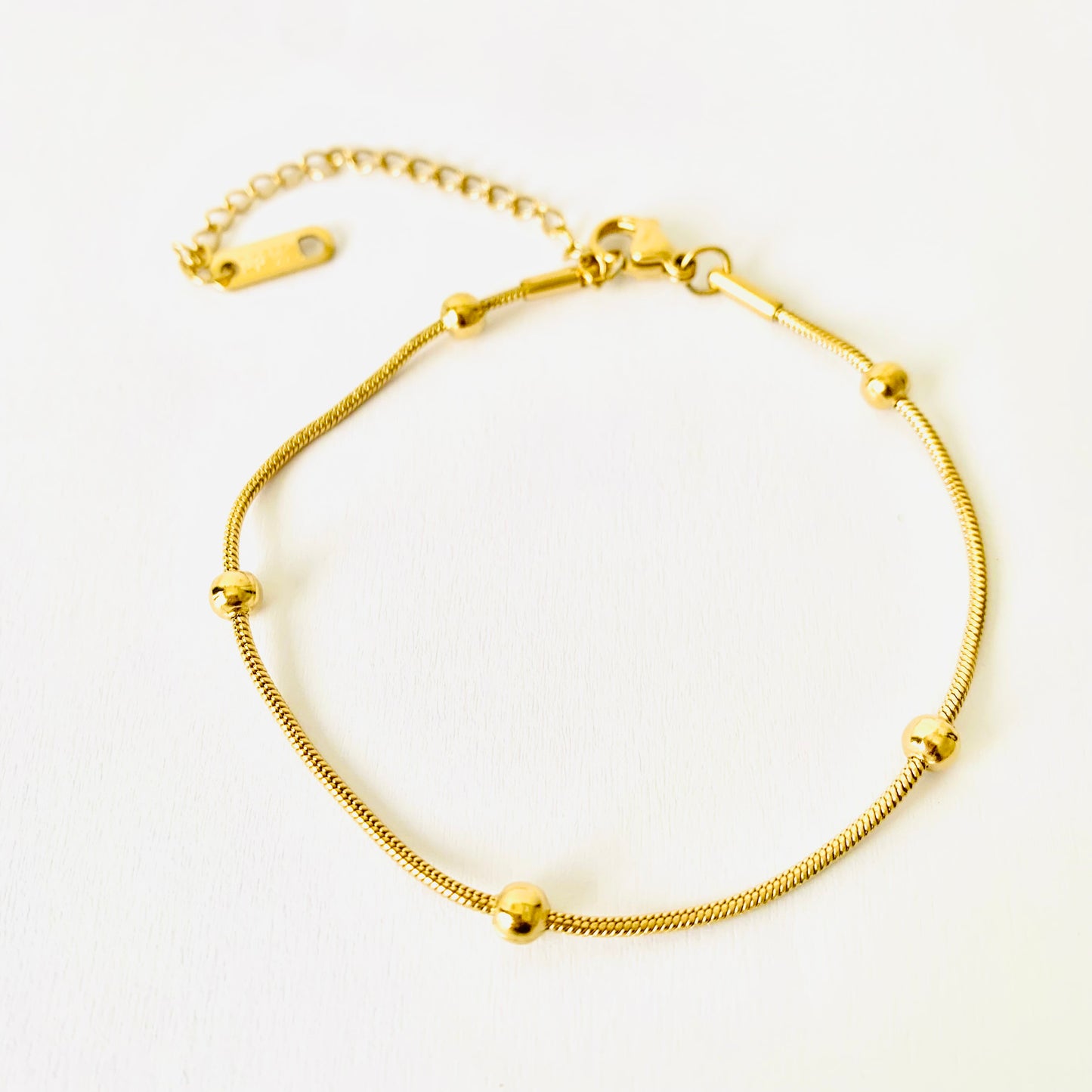 Gold Beaded Snake Chain Bracelet