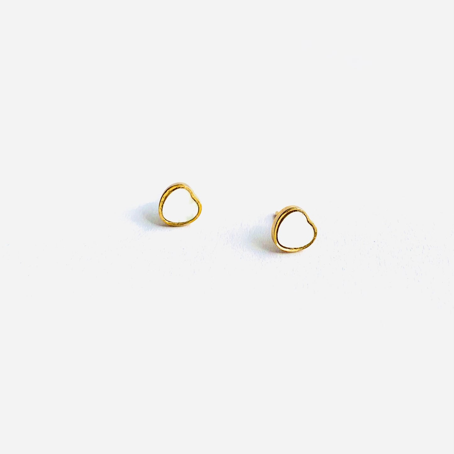 White Soft Heart Studs