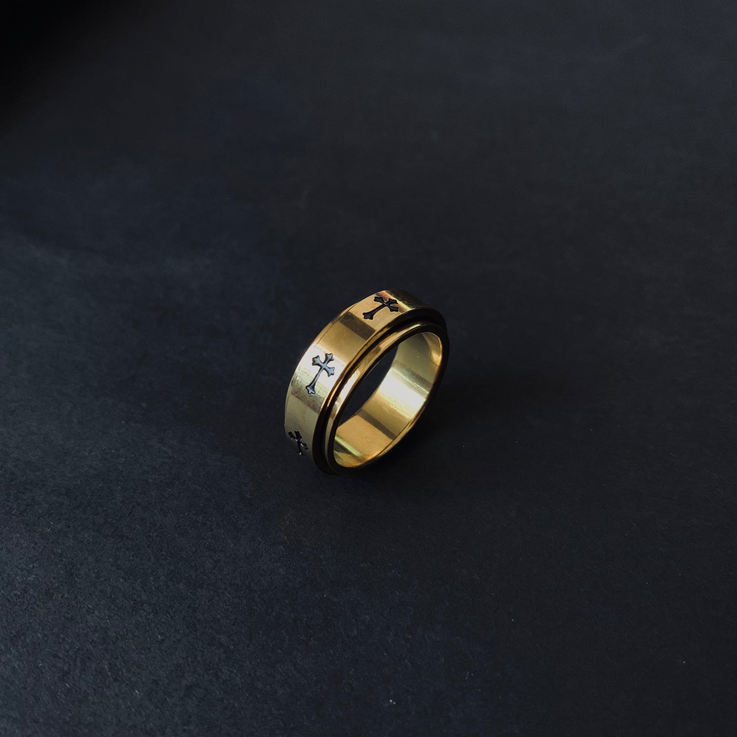 Gold-toned Cross Spinner Ring