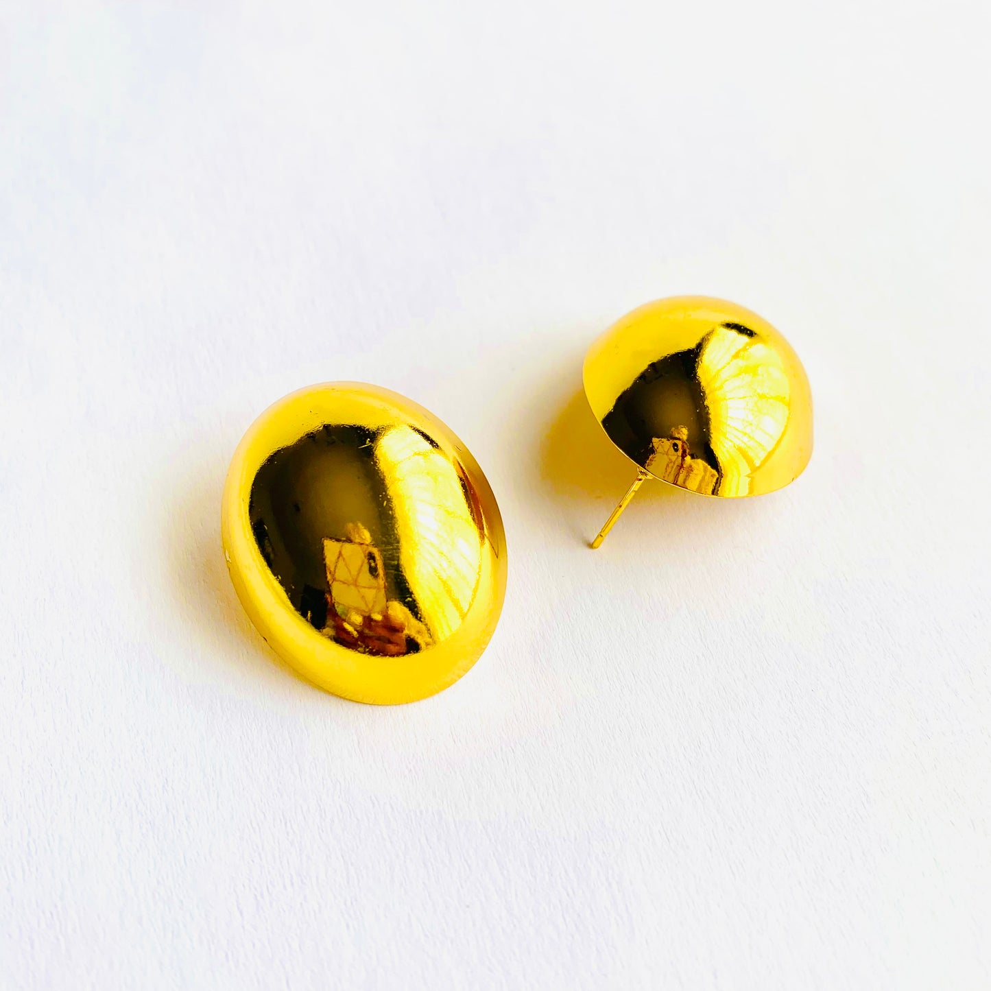 Golden Oval Statement Earrings
