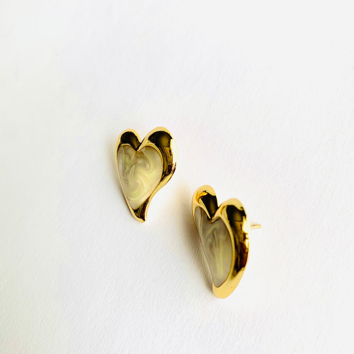 Heart Button Stud Earrings