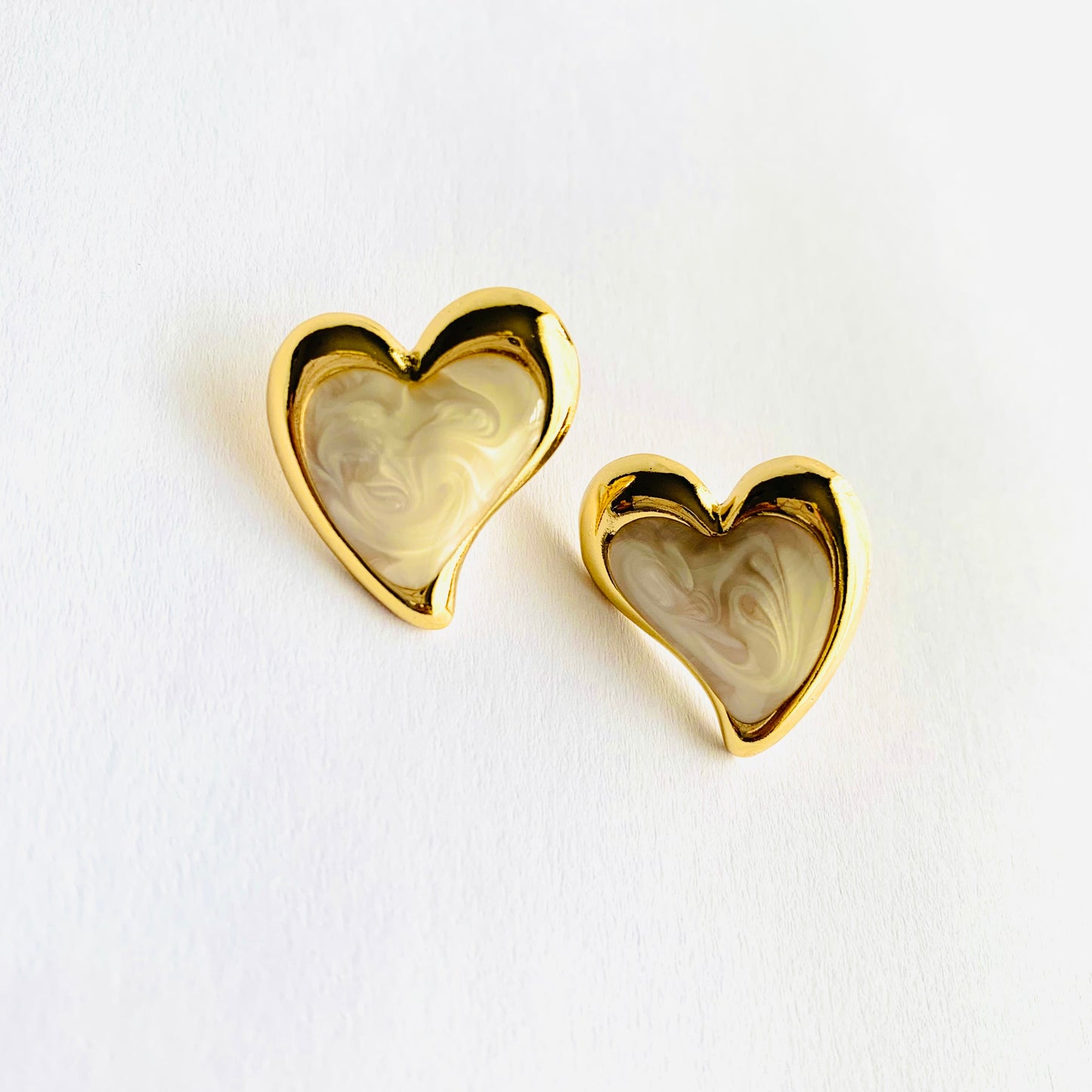 Heart Button Stud Earrings