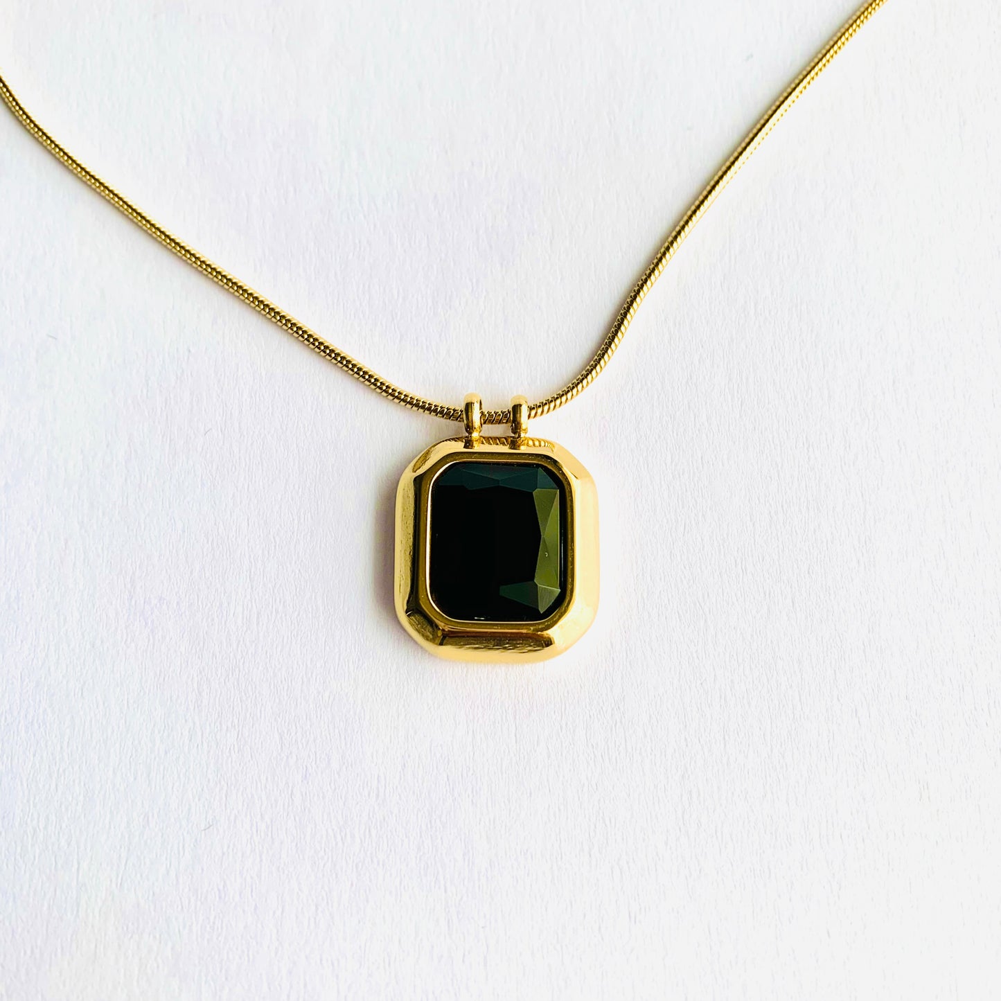 Black Onyx Gemstone Pendant Necklace