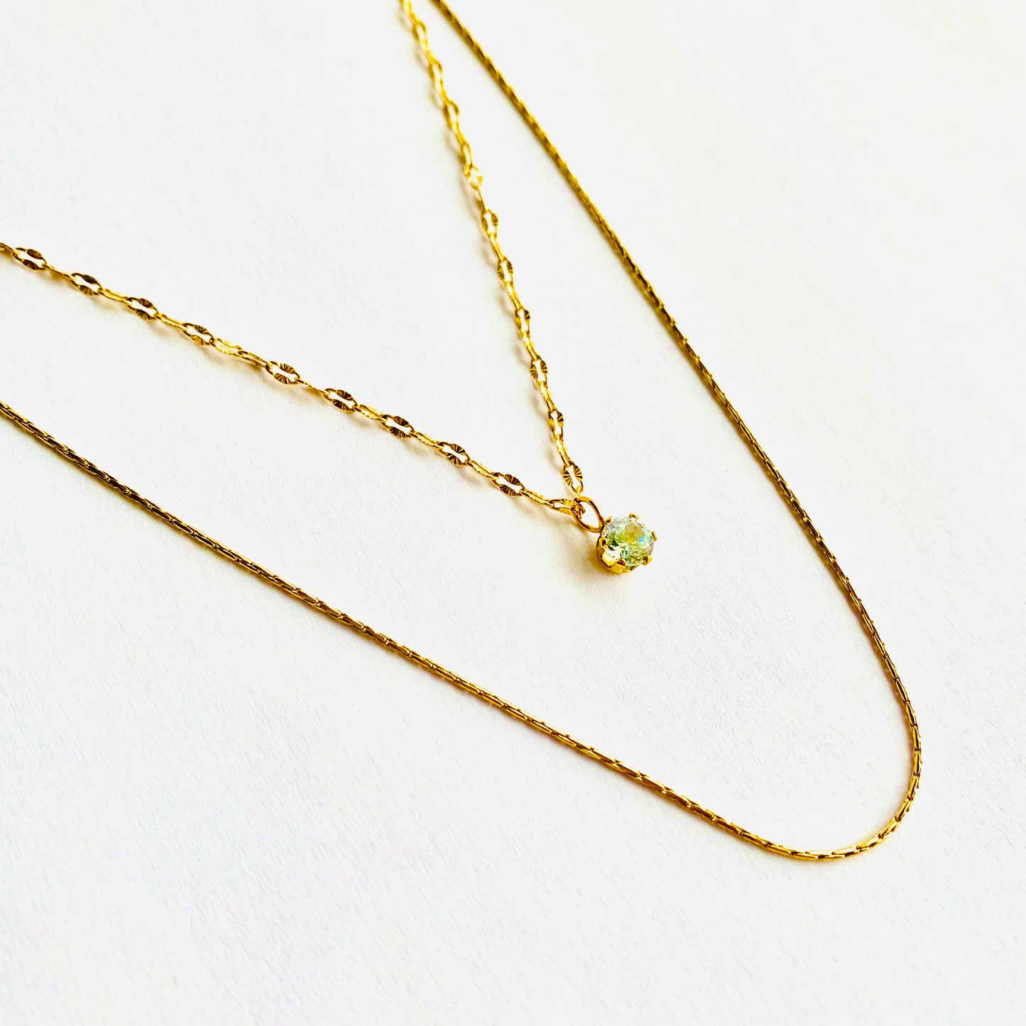 Double Layered Solitaire Pendant Necklace