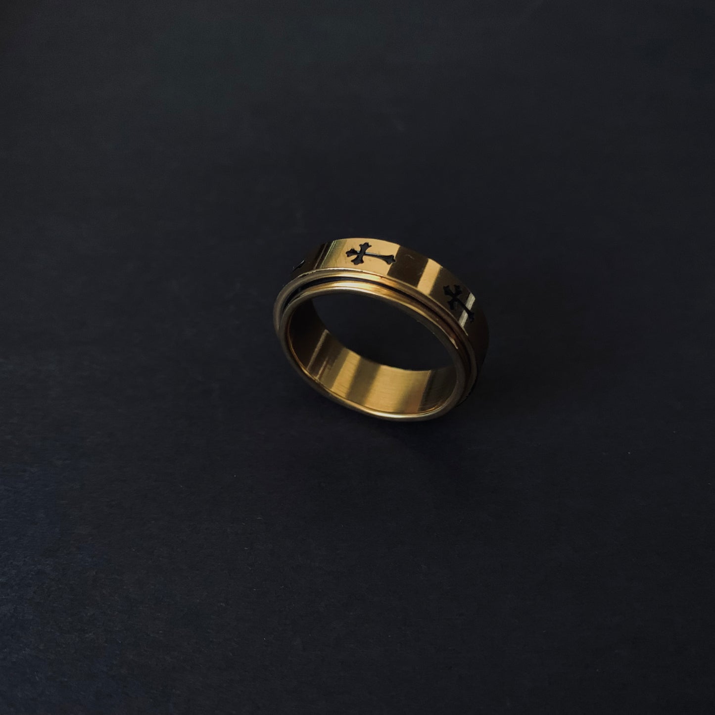 Gold-toned Cross Spinner Ring