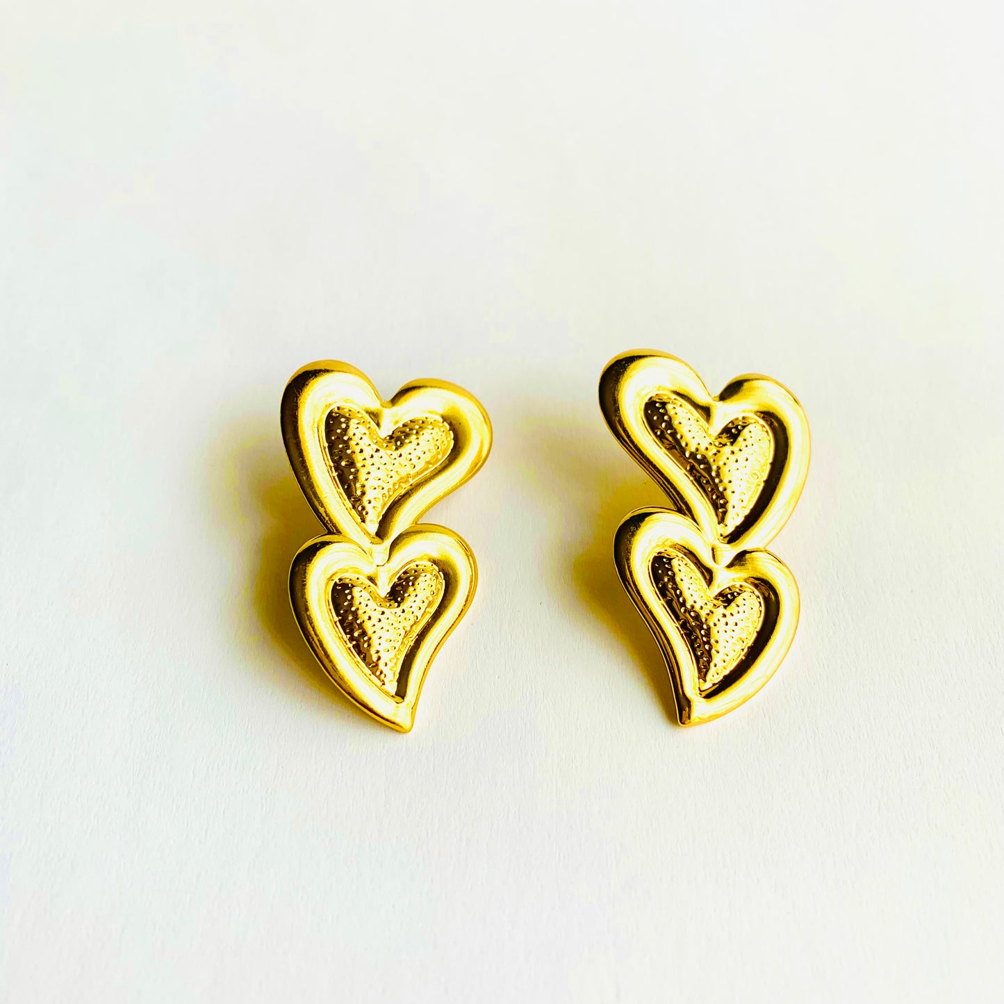Double Heart Stud Earrings