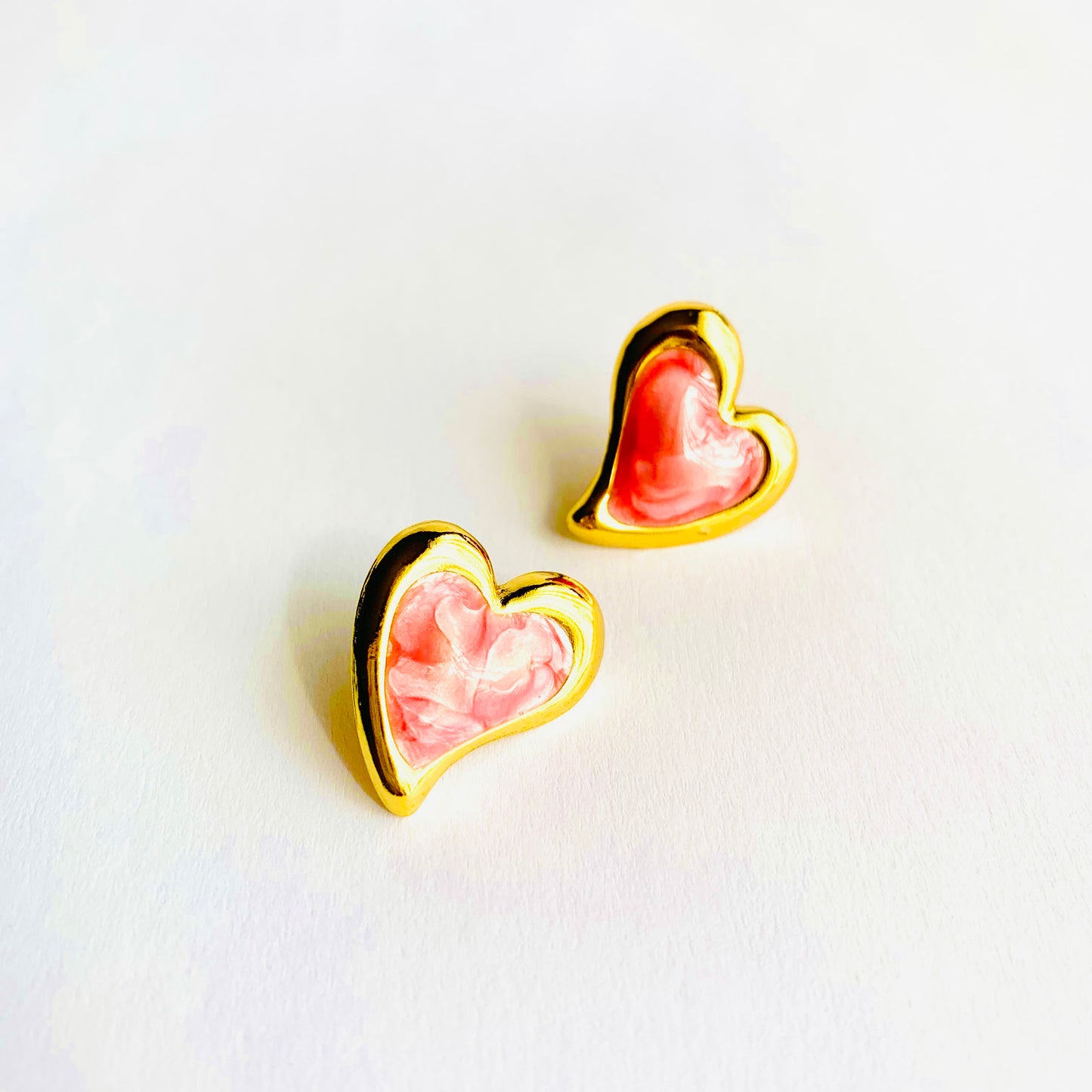 Pink Heart Button Studs