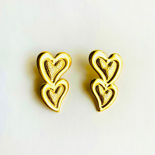 Double Heart Stud Earrings