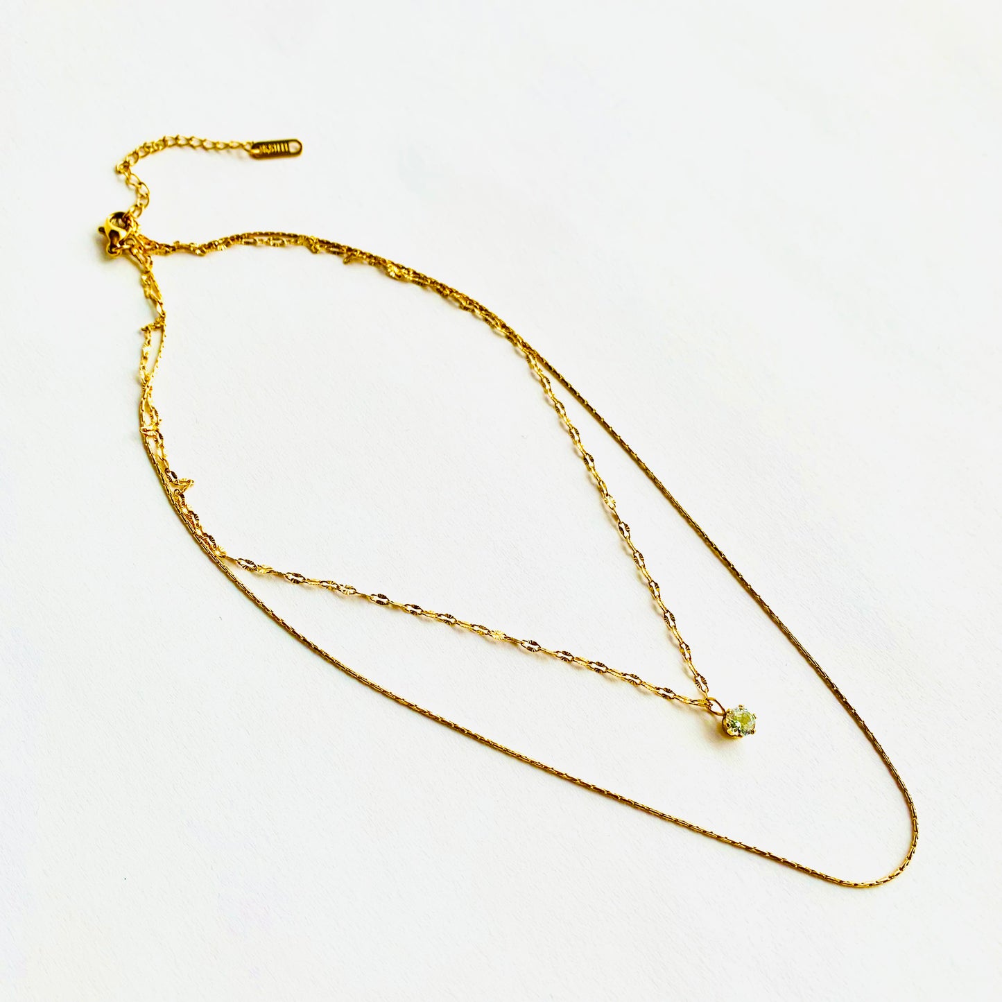 Double Layered Solitaire Pendant Necklace