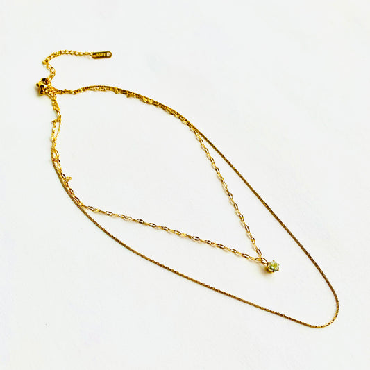 Double Layered Solitaire Pendant Necklace