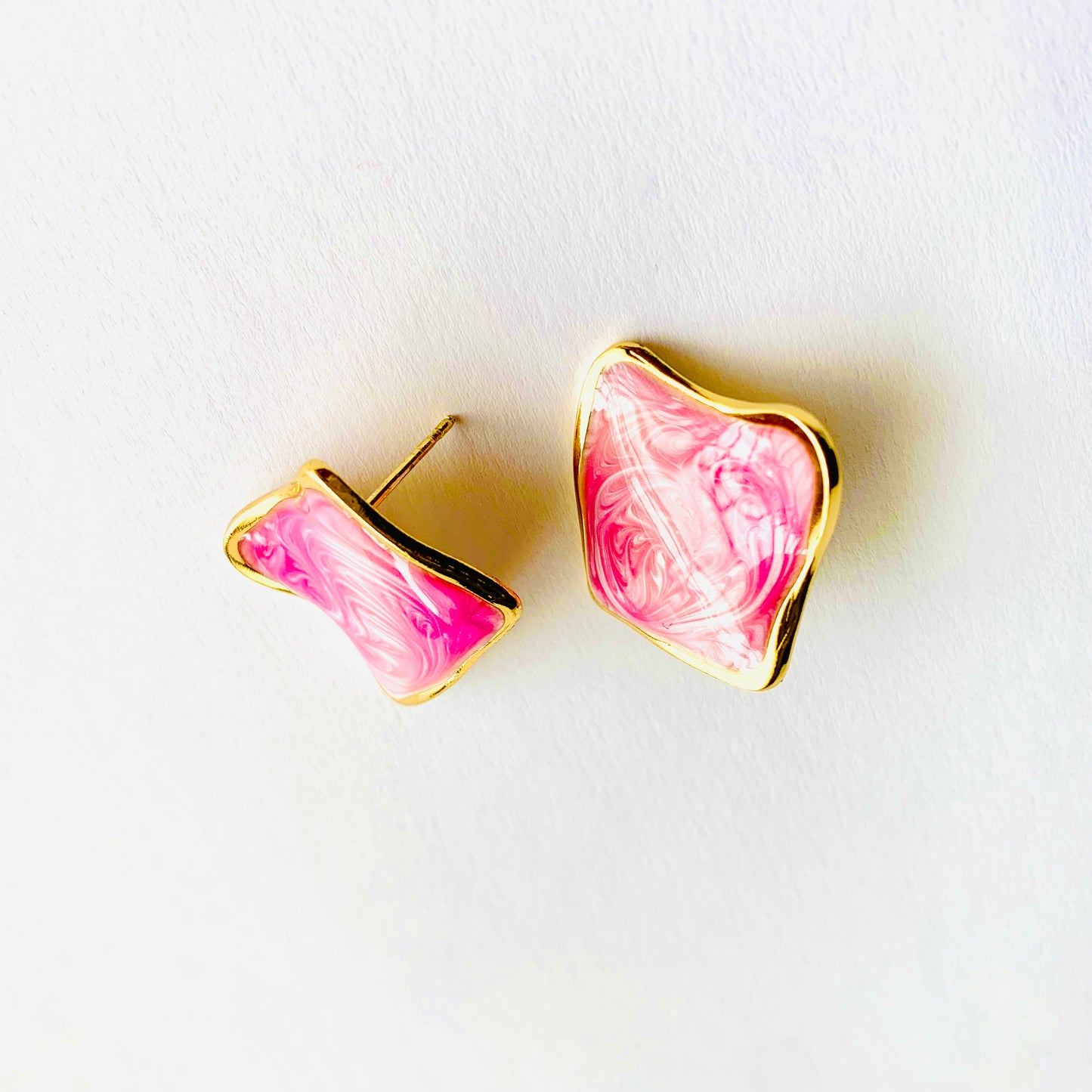 Marble Pink Statement Studs