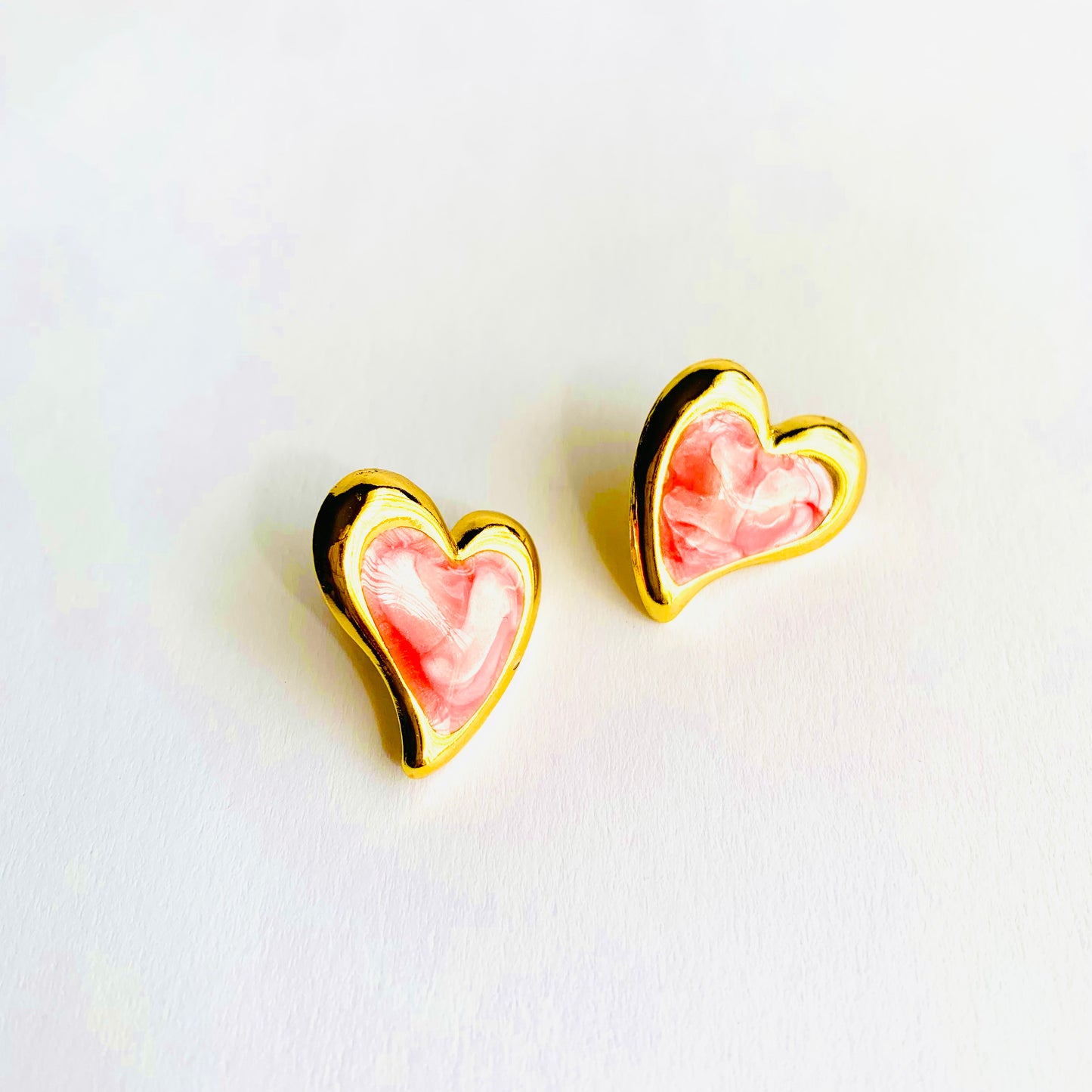 Pink Heart Button Studs