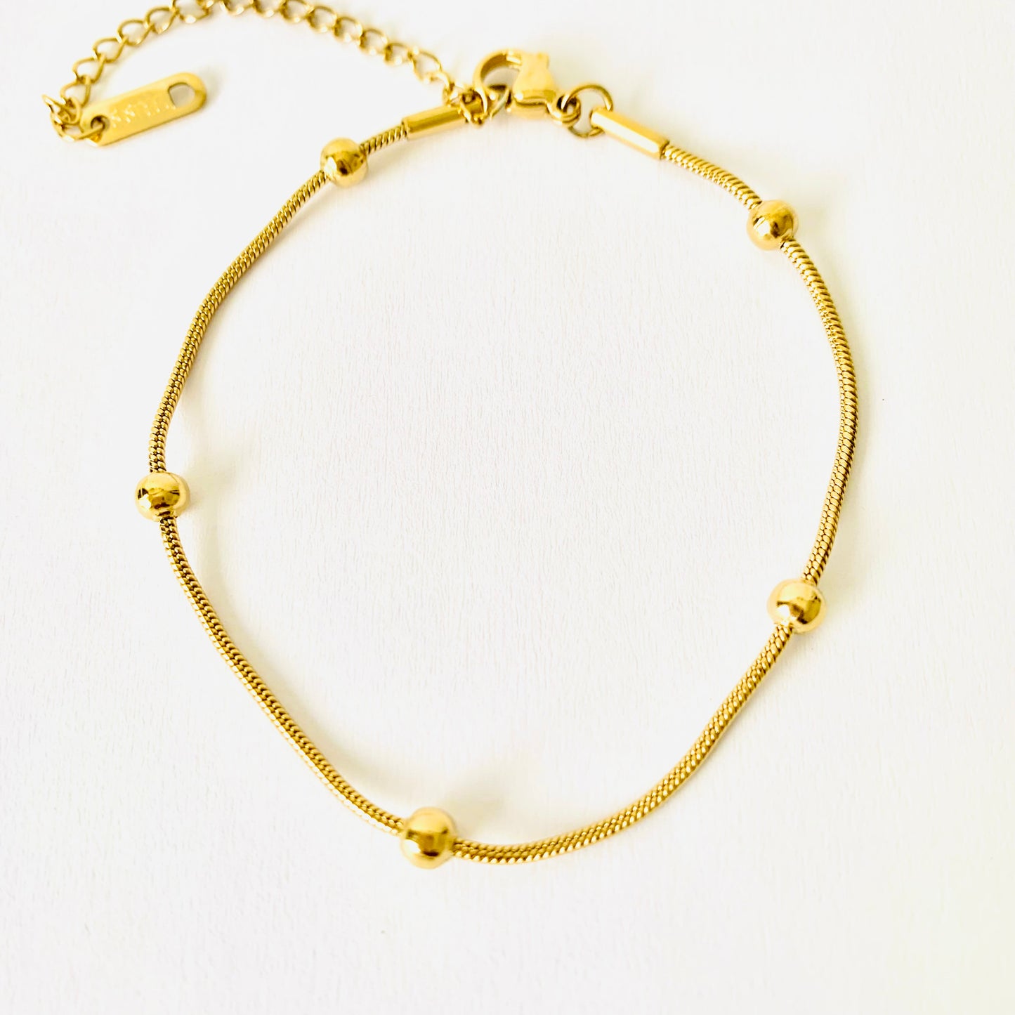 Gold Beaded Snake Chain Bracelet