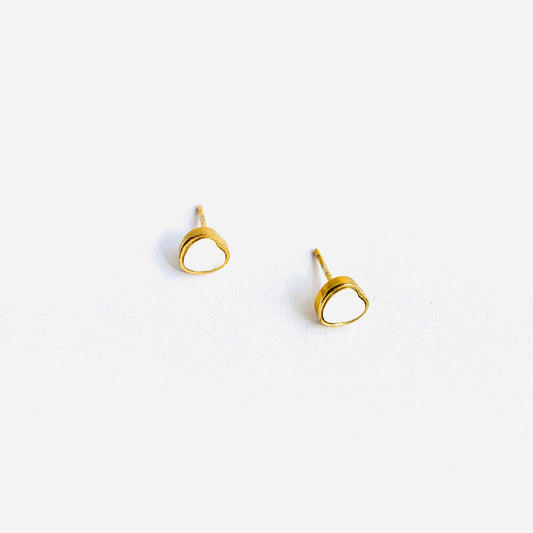 White Soft Heart Studs