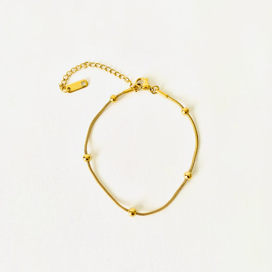 Gold Beaded Snake Chain Bracelet