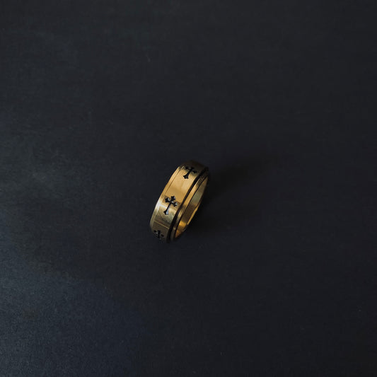 Gold-toned Cross Spinner Ring