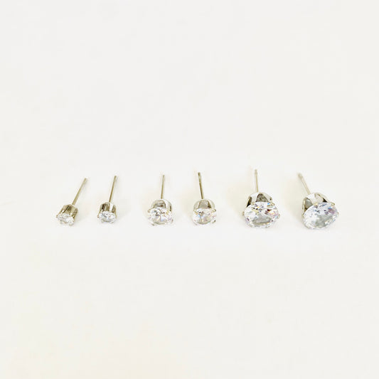 Silver Cubic Zirconia Studs