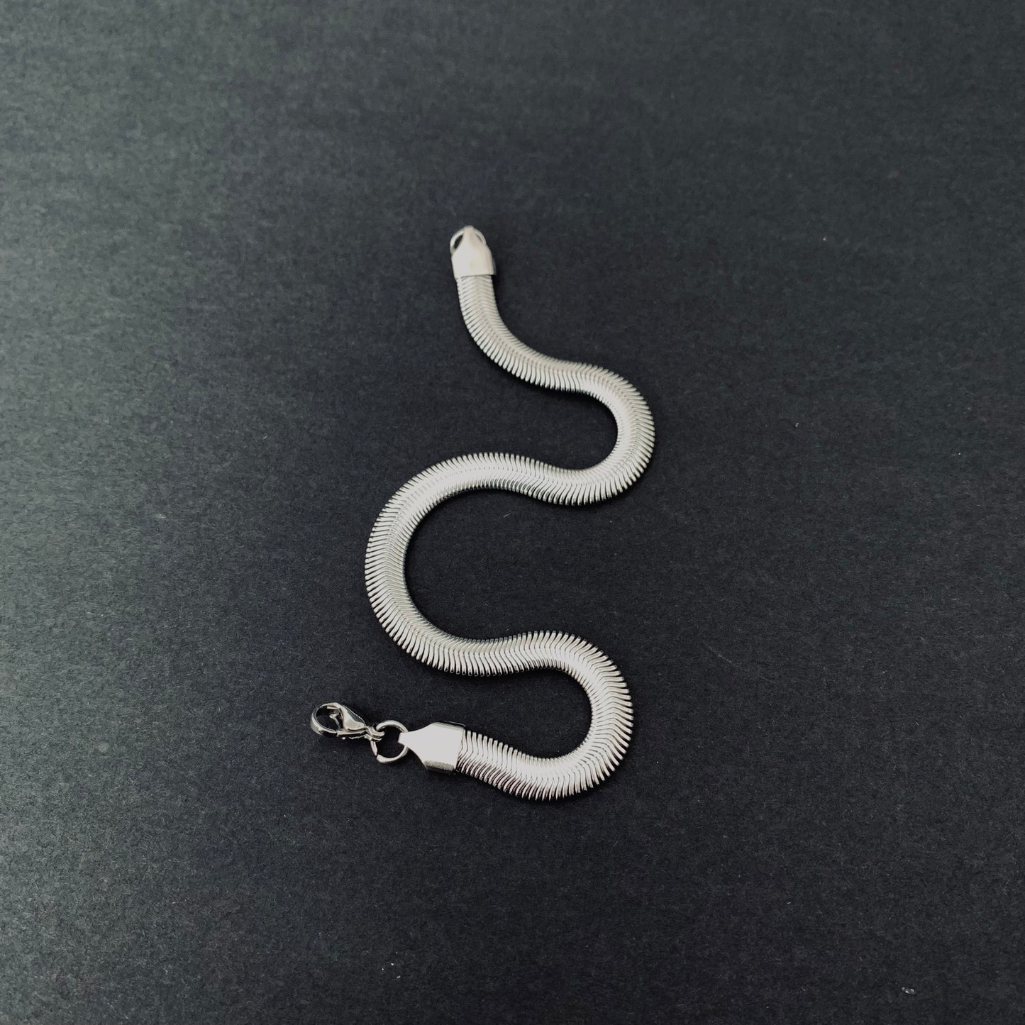 Silver-toned Herringbone Chain Bracelet