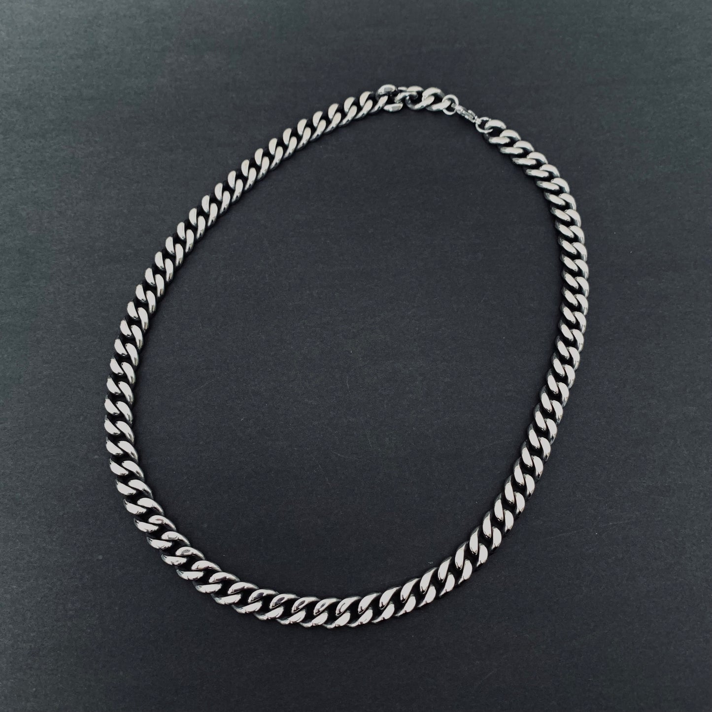Retro Silver  Cuban Link Chain Necklace