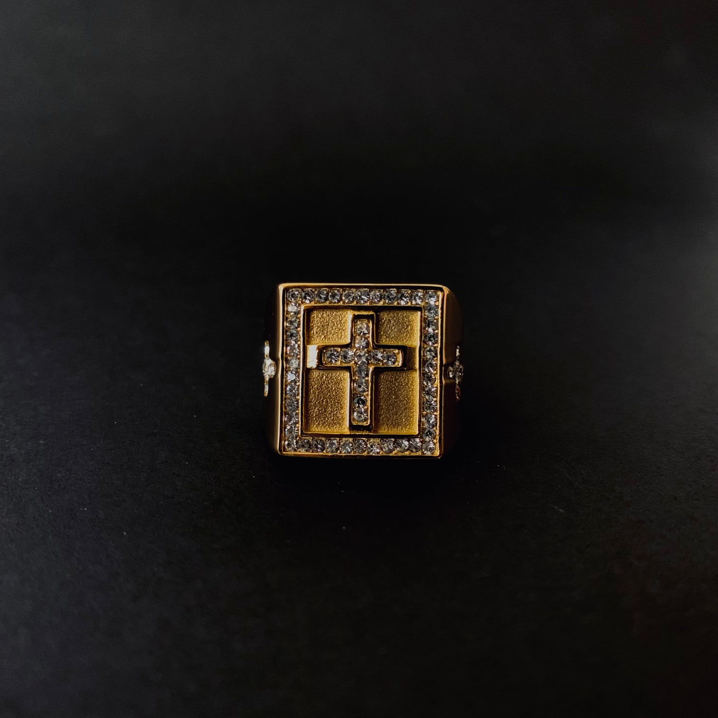 Crystal Cross Signet Ring